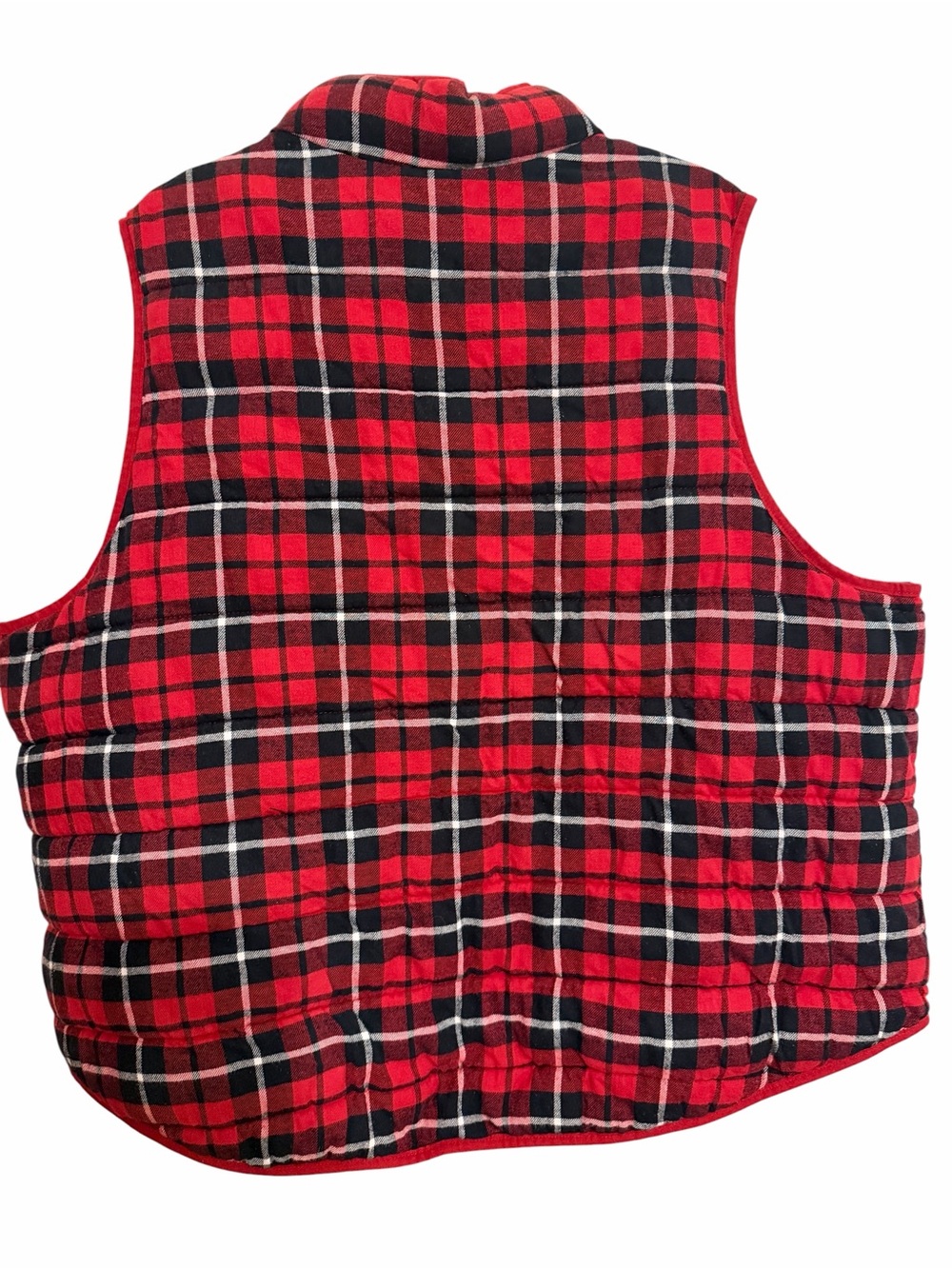 Ava & Viv Red Black Plaid Puffer Vest - Picture 2 of 6